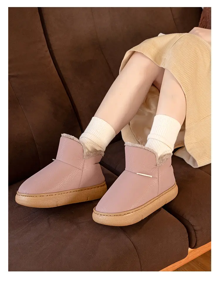 Thick-Soled Cotton Shoes for Women, 2026 New Winter Style, Pu Leather Plush Warm Cotton Slippers, Closed-Back Snow Boots for Men — feature 22