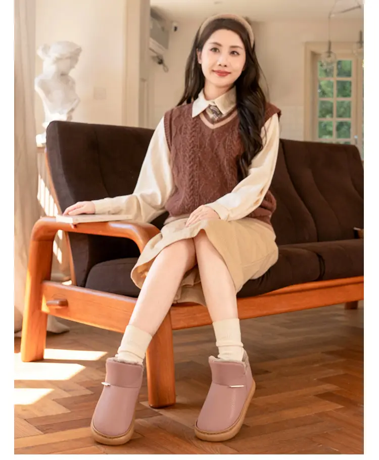 Thick-Soled Cotton Shoes for Women, 2026 New Winter Style, Pu Leather Plush Warm Cotton Slippers, Closed-Back Snow Boots for Men — feature 23