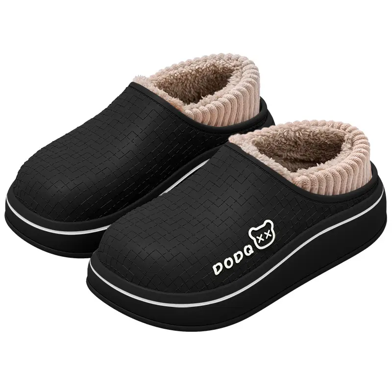 Men's Black Waterproof Cotton Slippers 2025 Winter Warm - Image 10