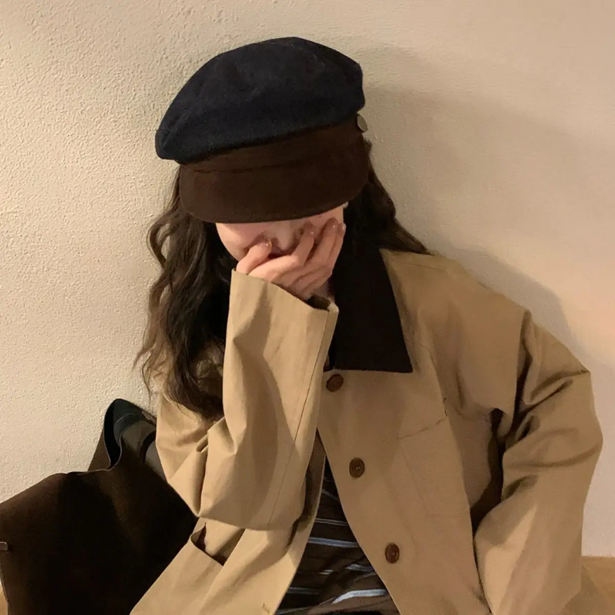 Japanese Retro Newsboy Cap for Women Autumn Winter Flat Top - Image 6