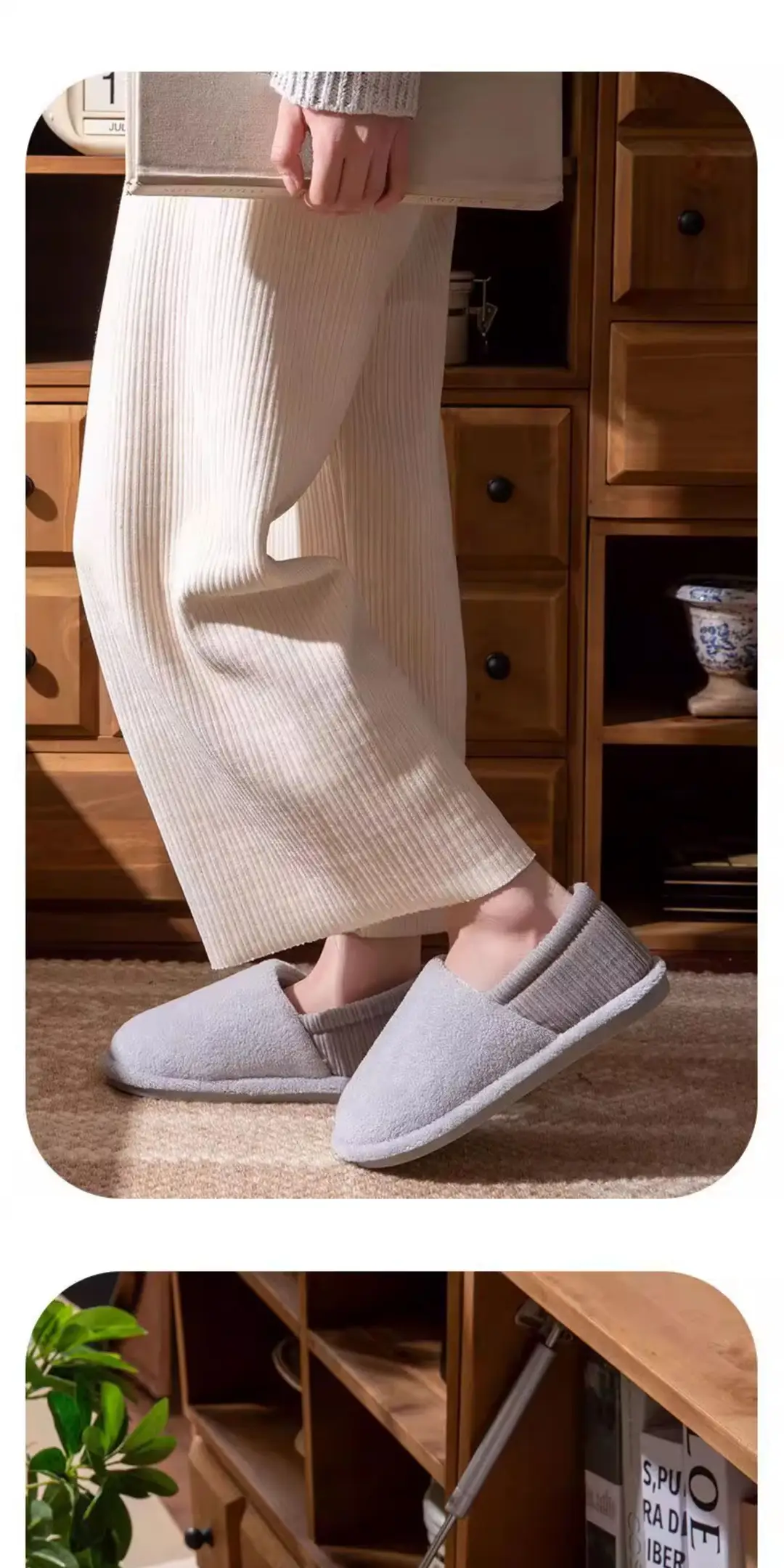 Maternity Postpartum Cotton Slippers for Women, Autumn and Winter Indoor Non-Slip Soft Sole Home Slippers for October Maternity with Covered Heel — feature 5