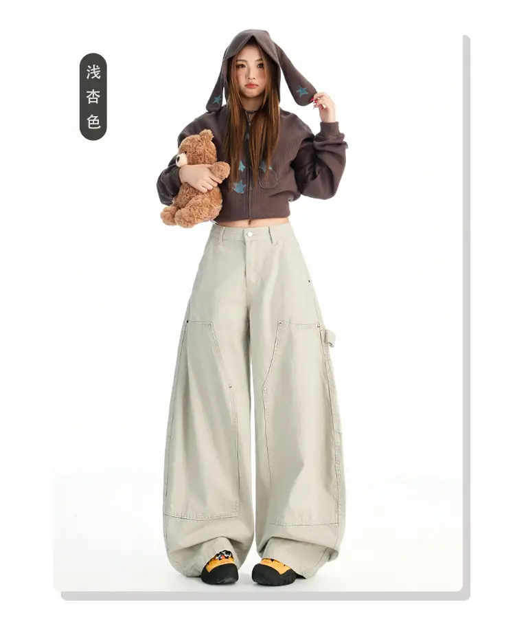 Women's Dark Blue Topstitch Wide Leg Pants with Slimming Top — feature 13