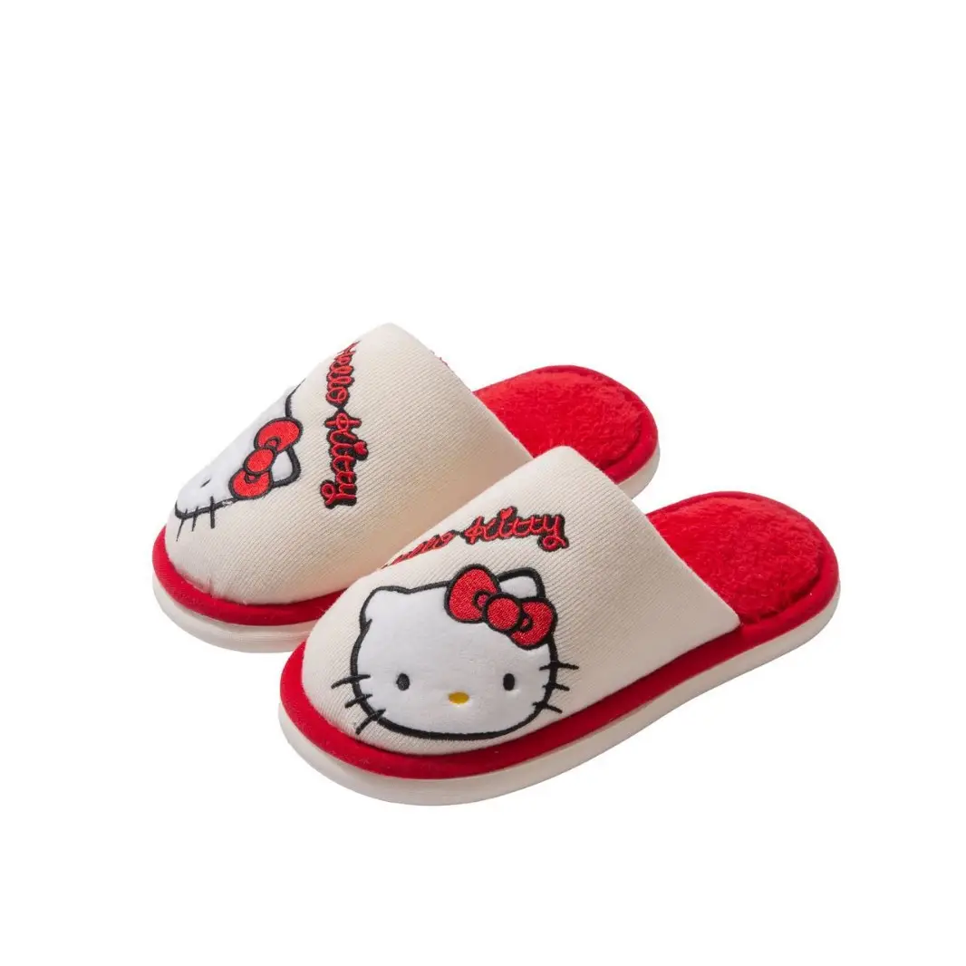 Sanrio Cotton Slippers for Women 2025 Winter Outer Wear Warm Furry Slippers Indoor Medium and Large Children's Non-Slip Home Shoes
