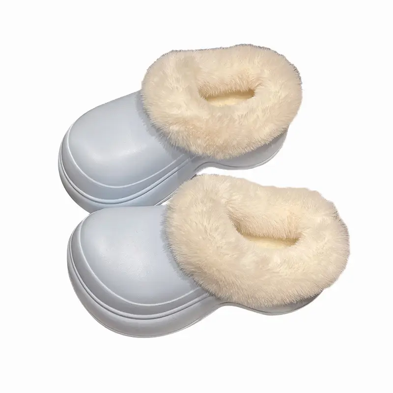 5cm Baotou Cotton Slippers for Women, Thick-Soled, Heightening, Non-Slip Home Slippers, Indoor Casual Warm Woolen Cotton Shoes