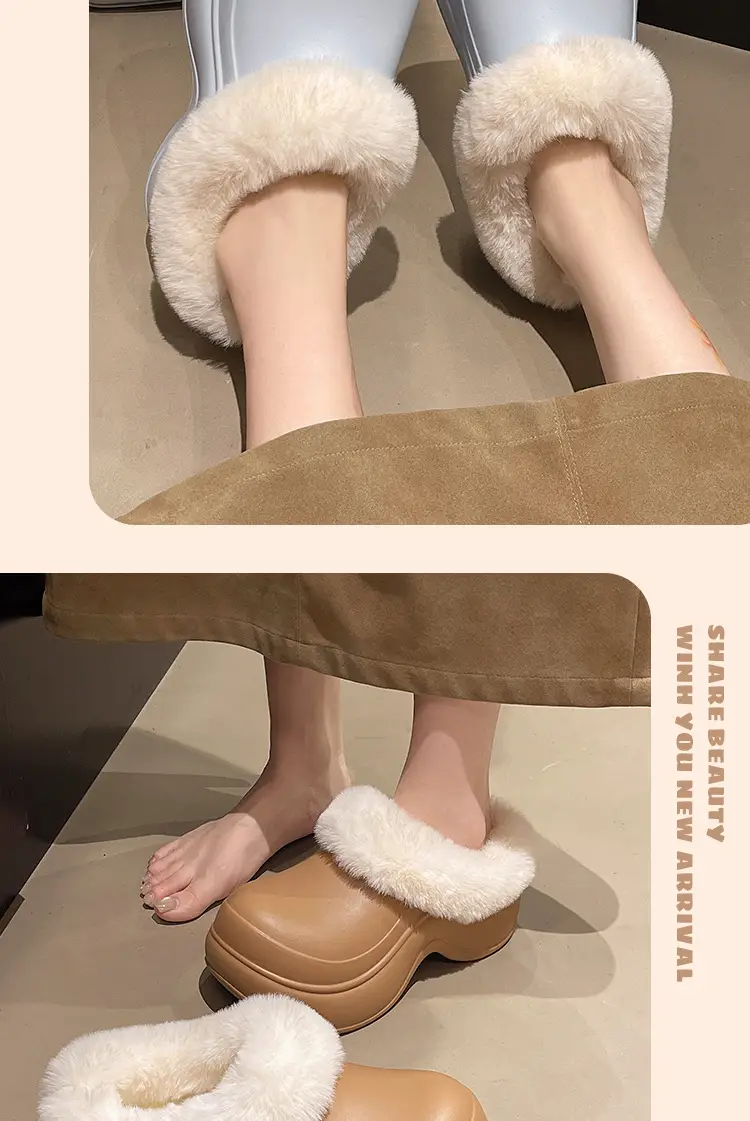5cm Baotou Cotton Slippers for Women, Thick-Soled, Heightening, Non-Slip Home Slippers, Indoor Casual Warm Woolen Cotton Shoes — feature 11