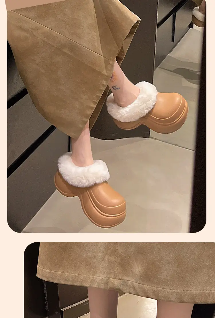 5cm Baotou Cotton Slippers for Women, Thick-Soled, Heightening, Non-Slip Home Slippers, Indoor Casual Warm Woolen Cotton Shoes — feature 13