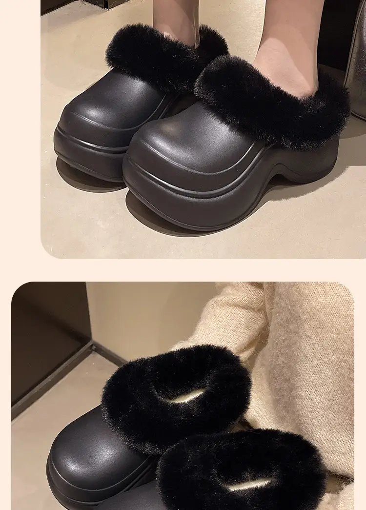 5cm Baotou Cotton Slippers for Women, Thick-Soled, Heightening, Non-Slip Home Slippers, Indoor Casual Warm Woolen Cotton Shoes — feature 14