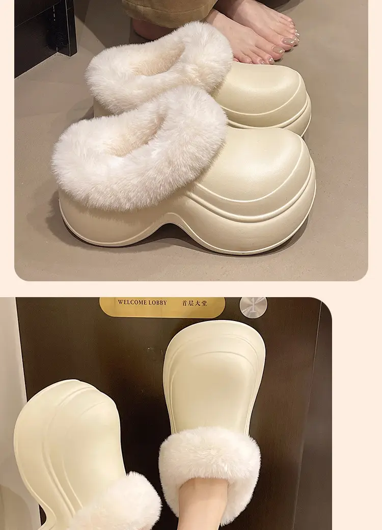 5cm Baotou Cotton Slippers for Women, Thick-Soled, Heightening, Non-Slip Home Slippers, Indoor Casual Warm Woolen Cotton Shoes — feature 7