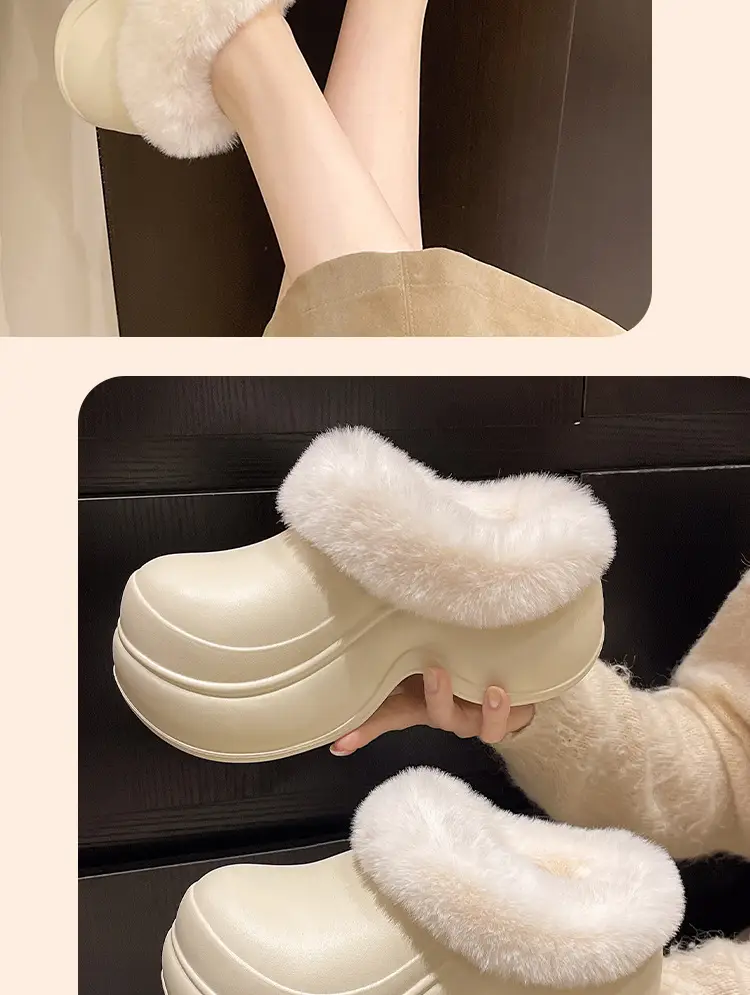 5cm Baotou Cotton Slippers for Women, Thick-Soled, Heightening, Non-Slip Home Slippers, Indoor Casual Warm Woolen Cotton Shoes — feature 8