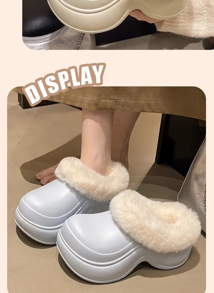 5cm Baotou Cotton Slippers for Women, Thick-Soled, Heightening, Non-Slip Home Slippers, Indoor Casual Warm Woolen Cotton Shoes — feature 9