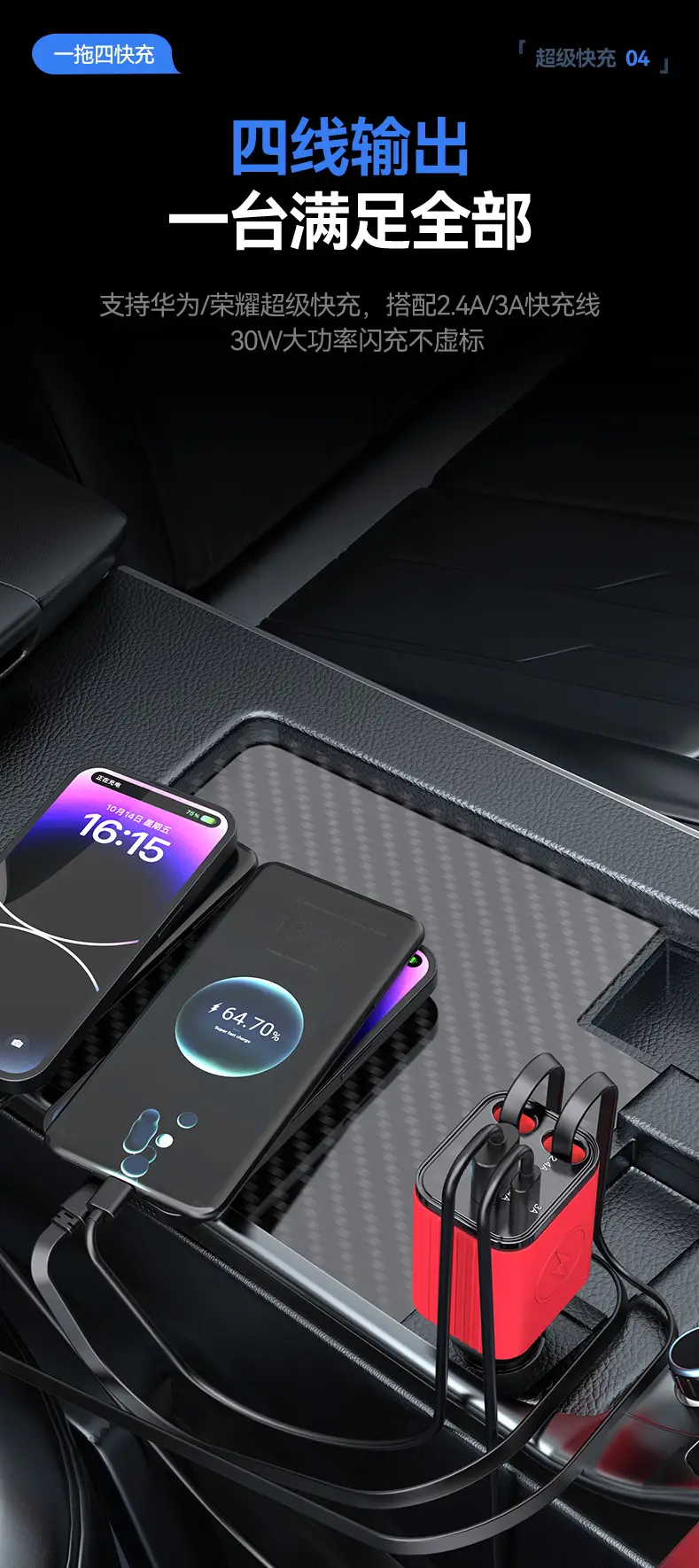 Silicone Car Charger with Retractable Cable & Fast Charging — feature 5