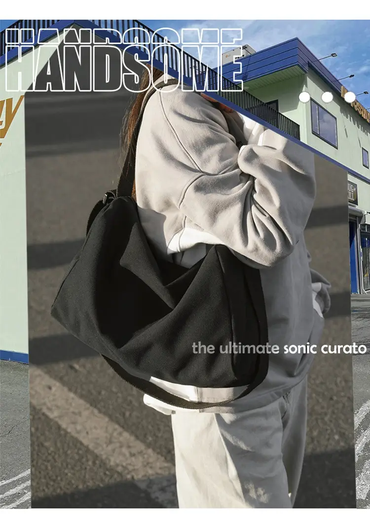 Canvas Large Capacity Satchel Crossbody Bag for Students — feature 1