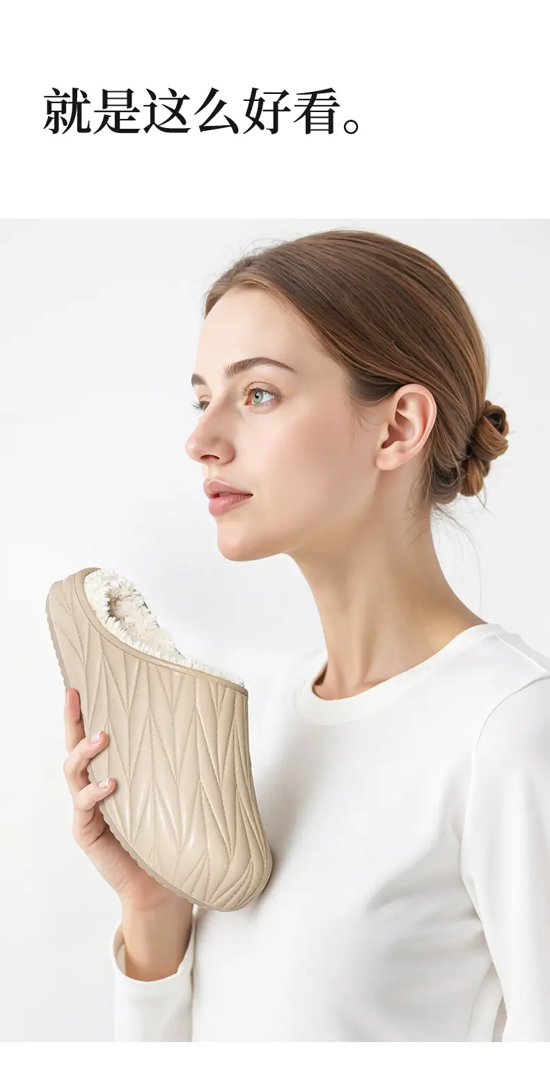 Pleated Cotton Slippers for Women 2025 New Autumn and Winter Indoor Couple Home Waterproof Warm Home Fleece-Lined Cotton Slippers — feature 10