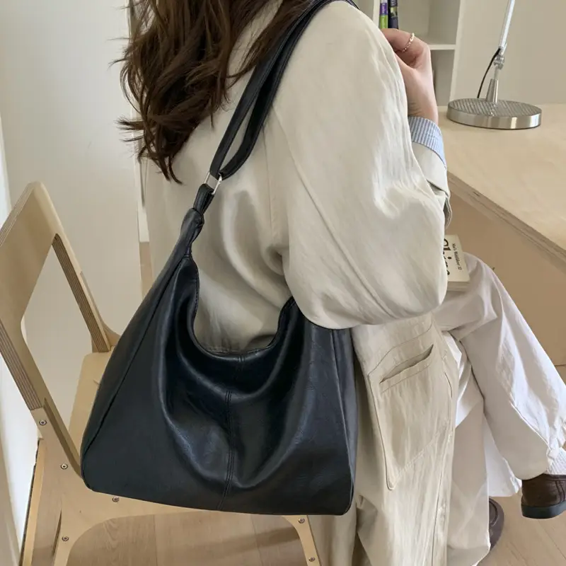 Brown Leather Shoulder Tote Bag for Women