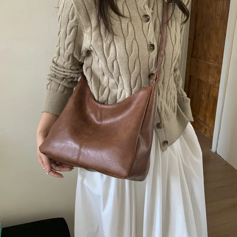 Brown Leather Shoulder Tote Bag for Women — feature 14