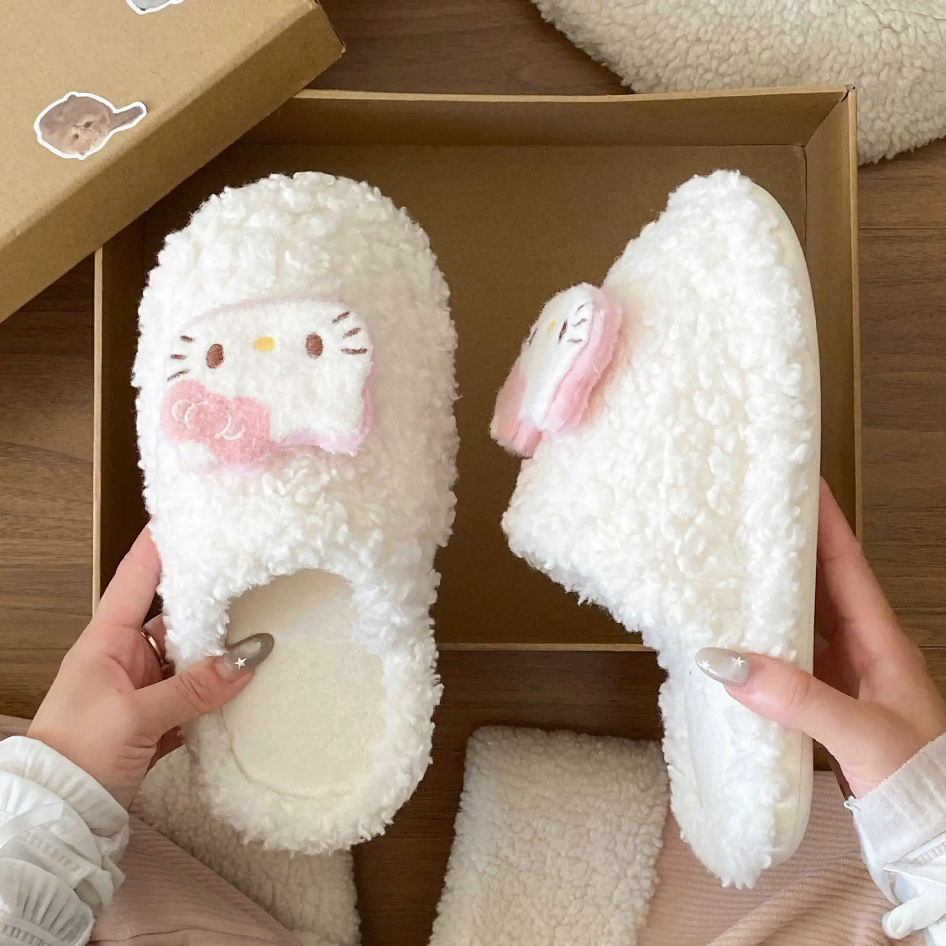 New Winter Cartoon Cat Slippers Warm Cotton Outer Wear - Image 5
