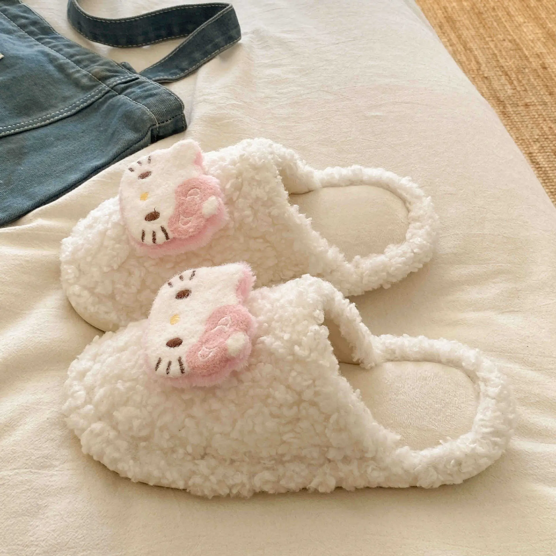 New Winter Cartoon Cat Slippers Warm Cotton Outer Wear - Image 2