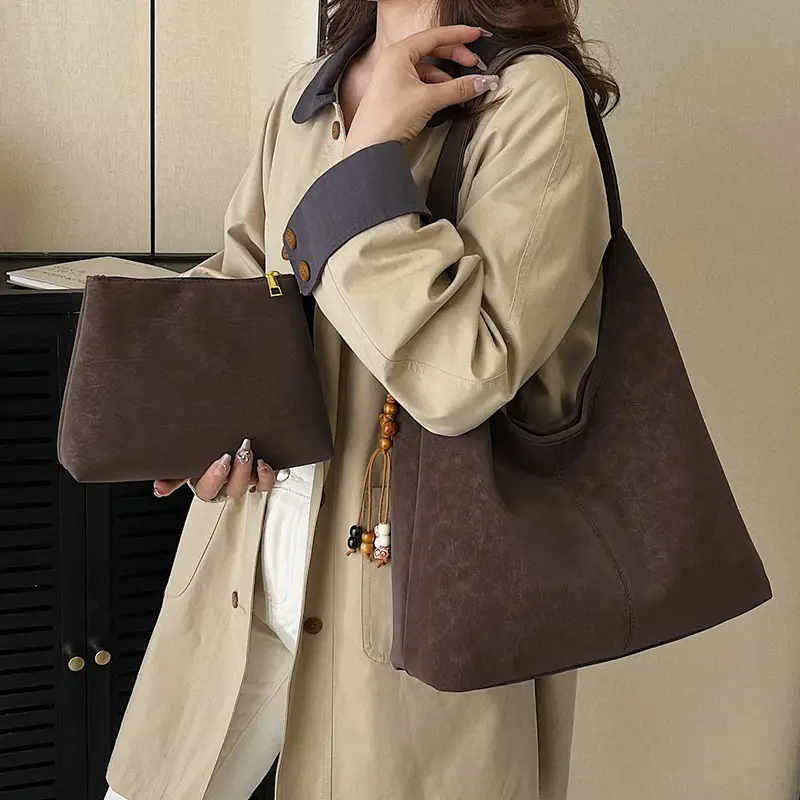 Women Large Capacity Brown Suede Shoulder Bag 2025 - Image 4