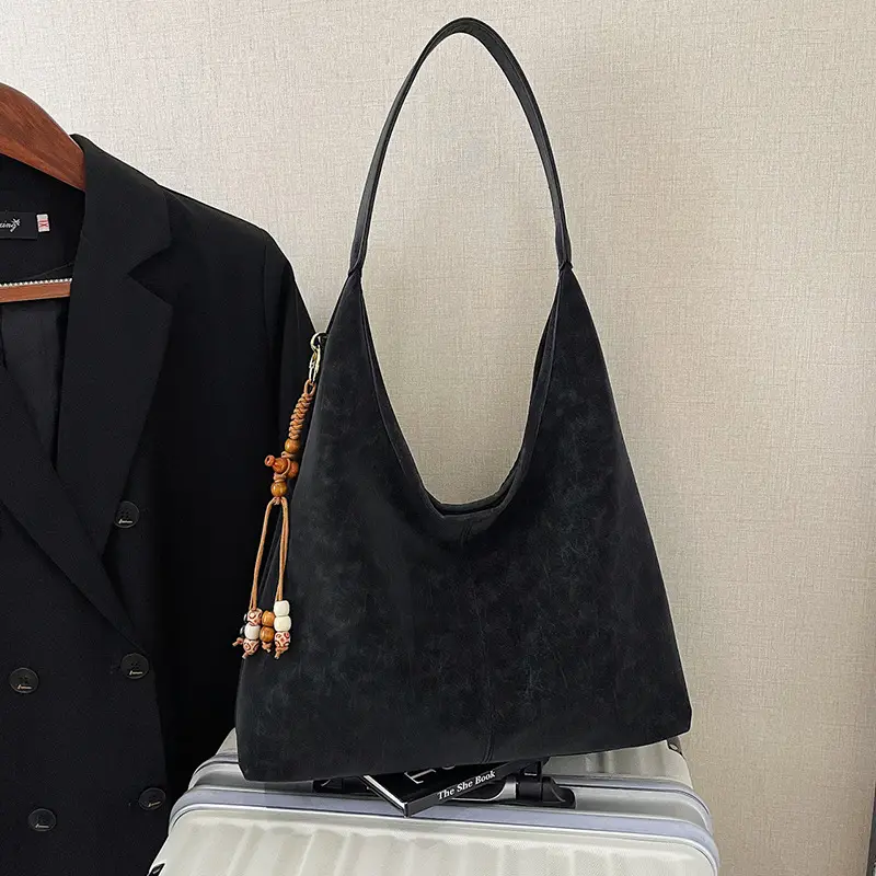 Women Large Capacity Brown Suede Shoulder Bag 2025 - Image 5