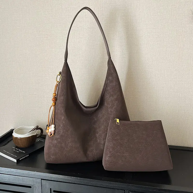 Women Large Capacity Brown Suede Shoulder Bag 2025 - Image 6