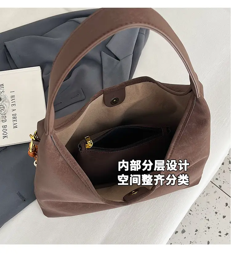 Women Large Capacity Brown Suede Shoulder Bag 2025 — feature 11