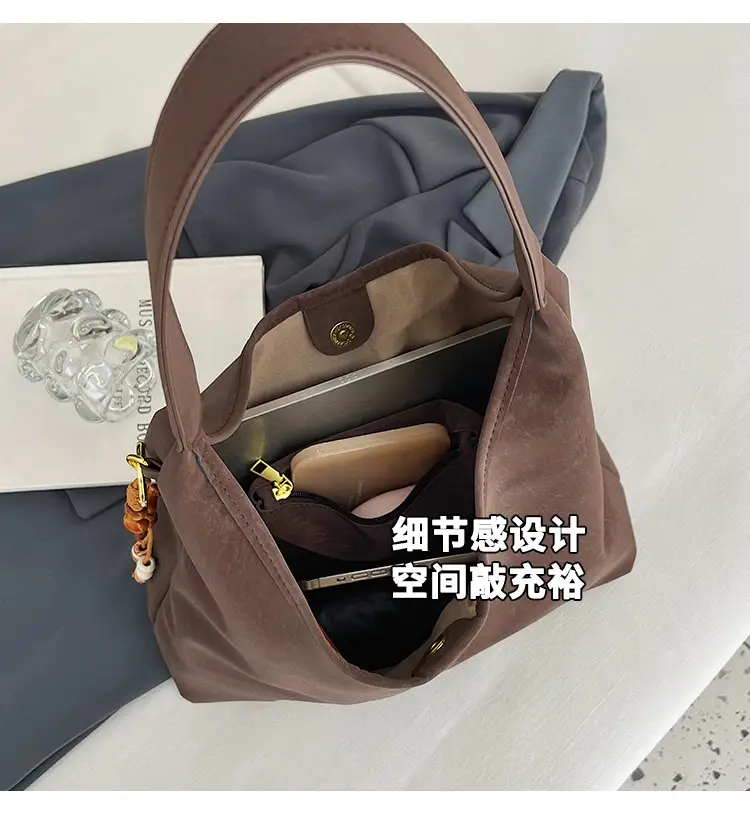 Women Large Capacity Brown Suede Shoulder Bag 2025 — feature 12