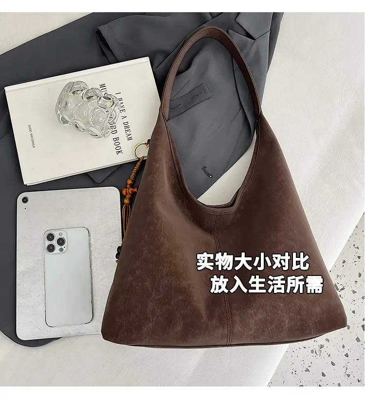 Women Large Capacity Brown Suede Shoulder Bag 2025 — feature 13