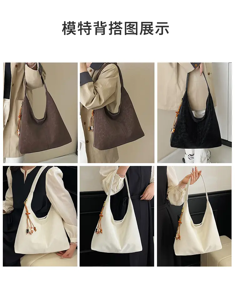 Women Large Capacity Brown Suede Shoulder Bag 2025 — feature 14