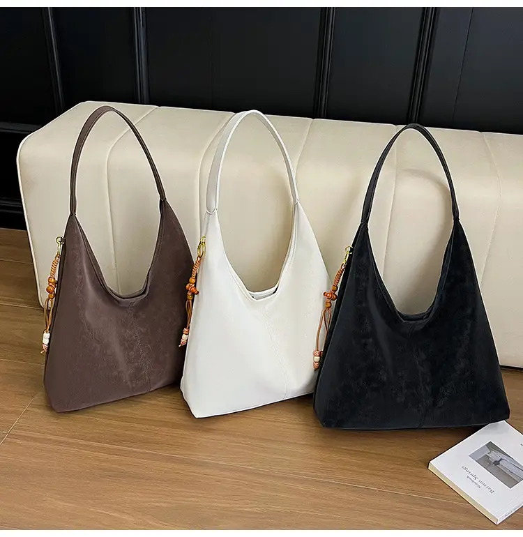 Women Large Capacity Brown Suede Shoulder Bag 2025 — feature 15