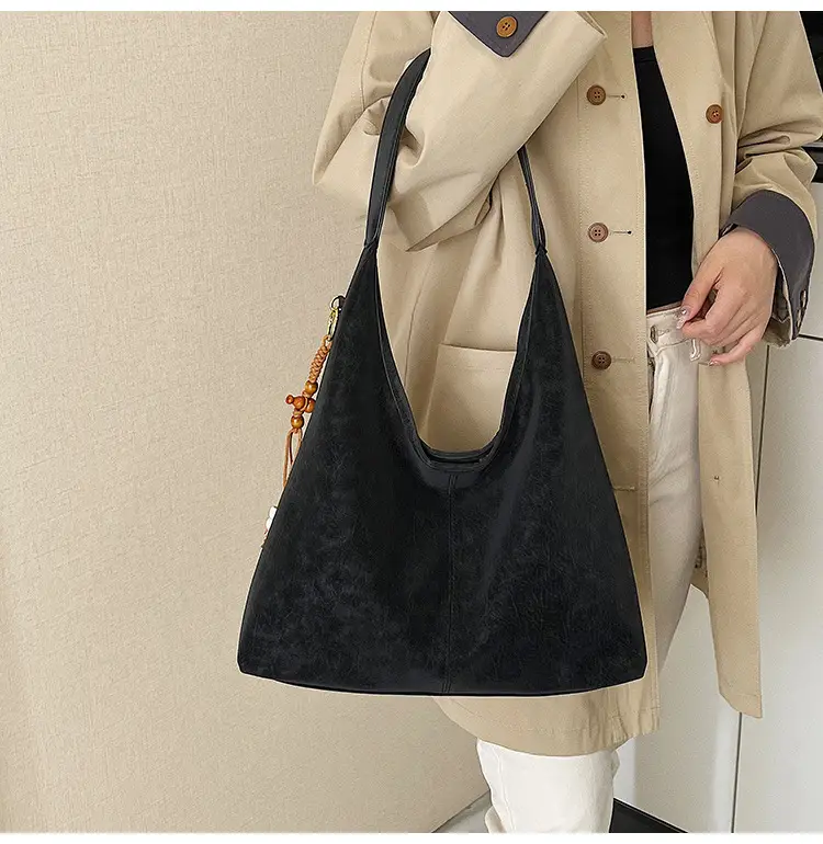 Women Large Capacity Brown Suede Shoulder Bag 2025 — feature 19