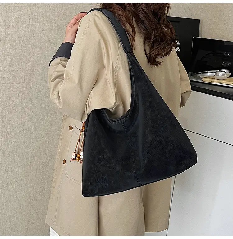 Women Large Capacity Brown Suede Shoulder Bag 2025 — feature 20