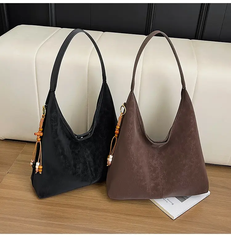 Women Large Capacity Brown Suede Shoulder Bag 2025 — feature 25