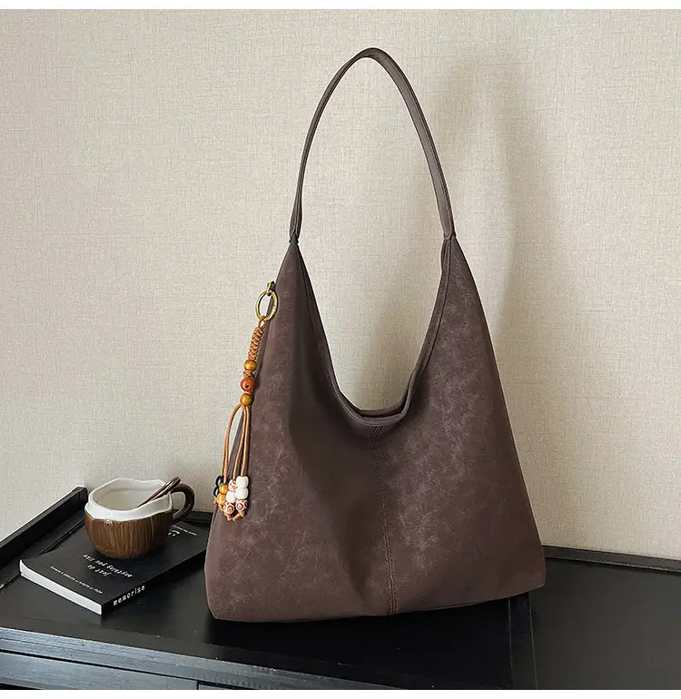 Women Large Capacity Brown Suede Shoulder Bag 2025 — feature 29