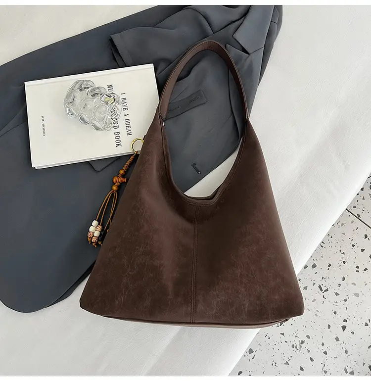 Women Large Capacity Brown Suede Shoulder Bag 2025 — feature 30