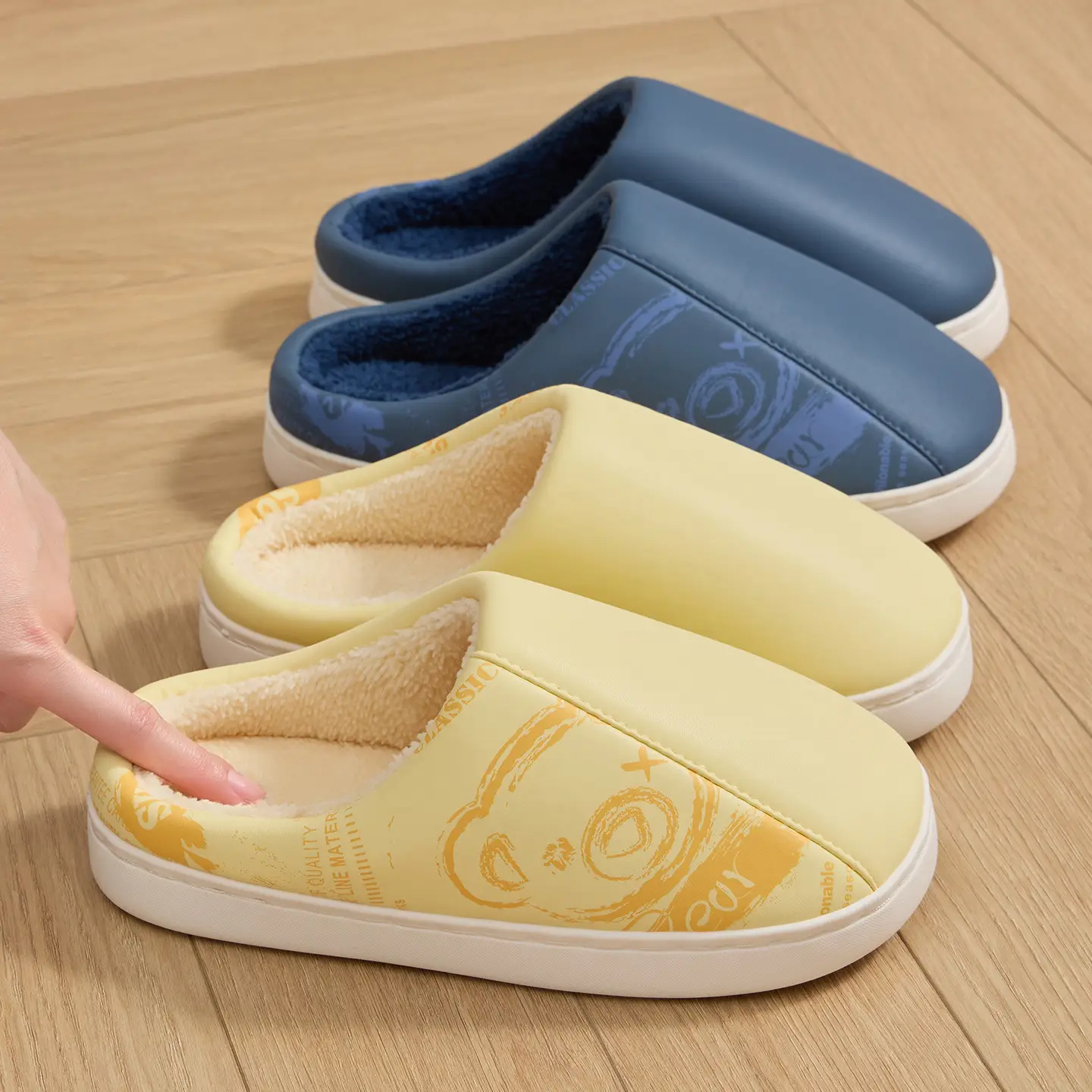 Women Warm Yellow Cotton Slippers Winter Home - Image 13