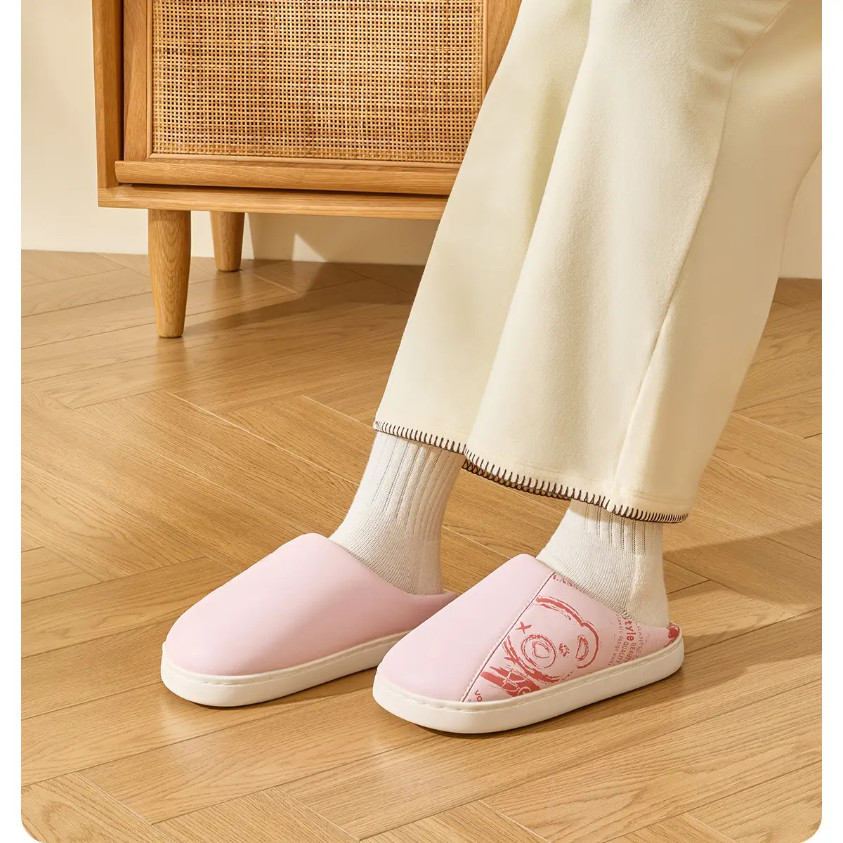 Women Warm Yellow Cotton Slippers Winter Home — feature 13
