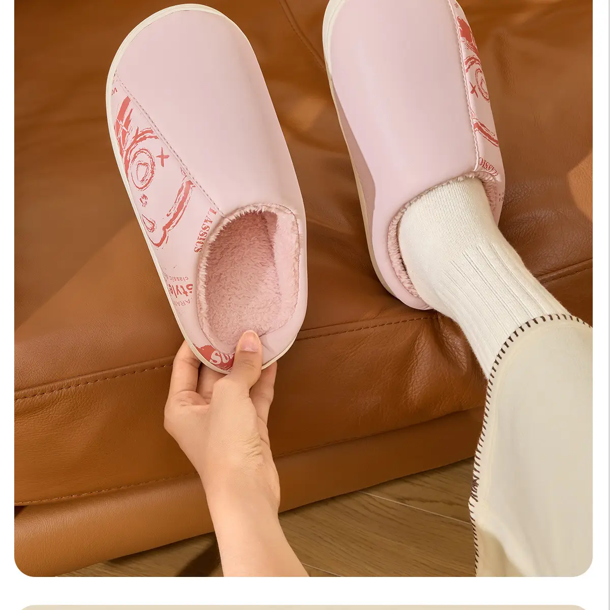 Women Warm Yellow Cotton Slippers Winter Home — feature 21