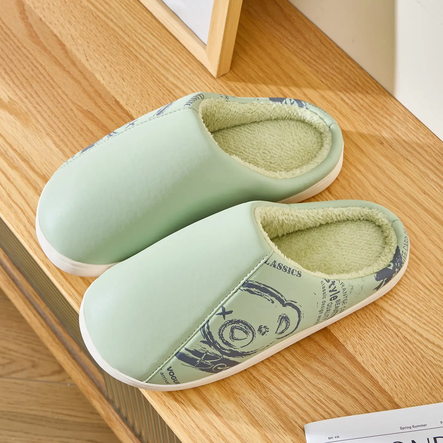 Women Warm Yellow Cotton Slippers Winter Home - Image 3