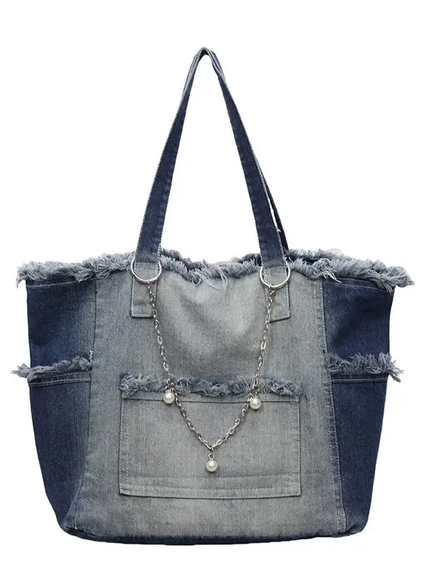 Retro Denim Crossbody Bag for Women Large Capacity