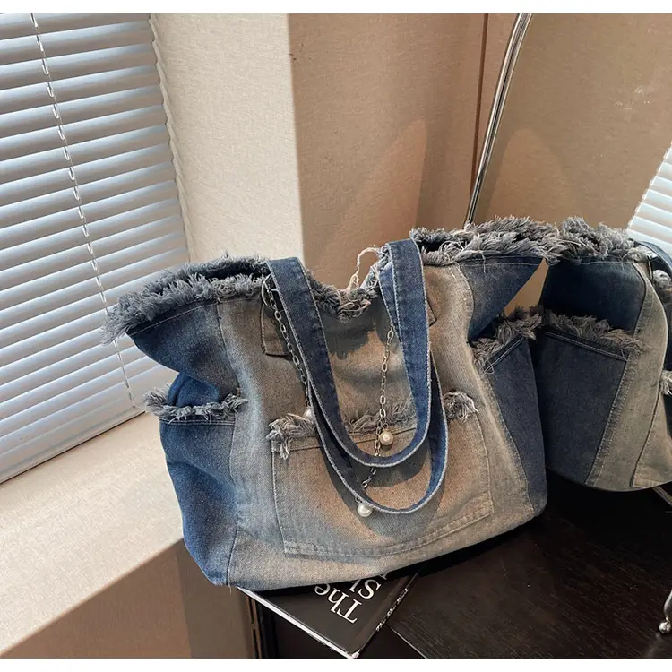 Retro Denim Crossbody Bag for Women Large Capacity — feature 13