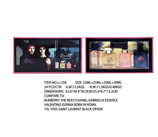 Four-Piece Gift Box Perfume Set Fresh and Long-Lasting Light Fragrance Cross-Border Hot-Selling Popular Men's and Women's Perfume Gift Box Wholesale