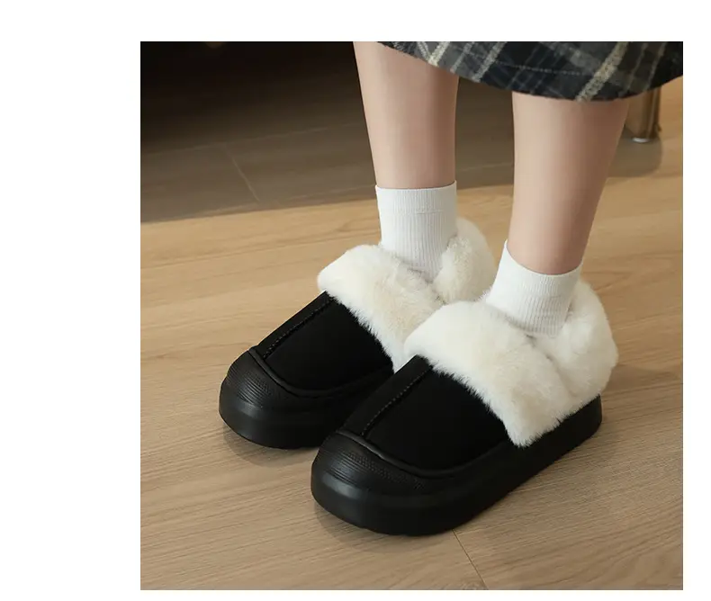 Nanbowan Cotton Slippers Women's Autumn and Winter Korean Style Home and Outdoor Wear Fleece-Lined Warm Non-Slip Bag Heel Wool Cotton Shoes Wholesale — feature 10