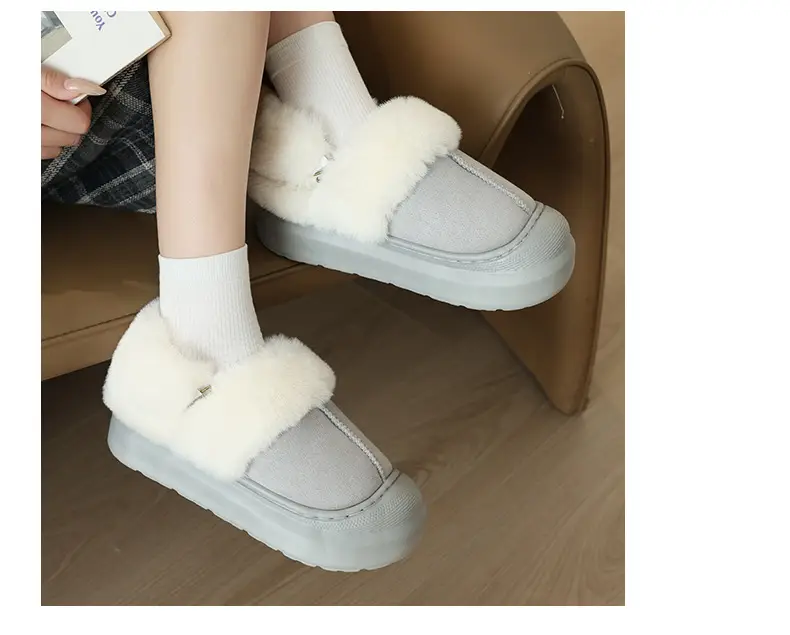 Nanbowan Cotton Slippers Women's Autumn and Winter Korean Style Home and Outdoor Wear Fleece-Lined Warm Non-Slip Bag Heel Wool Cotton Shoes Wholesale — feature 11