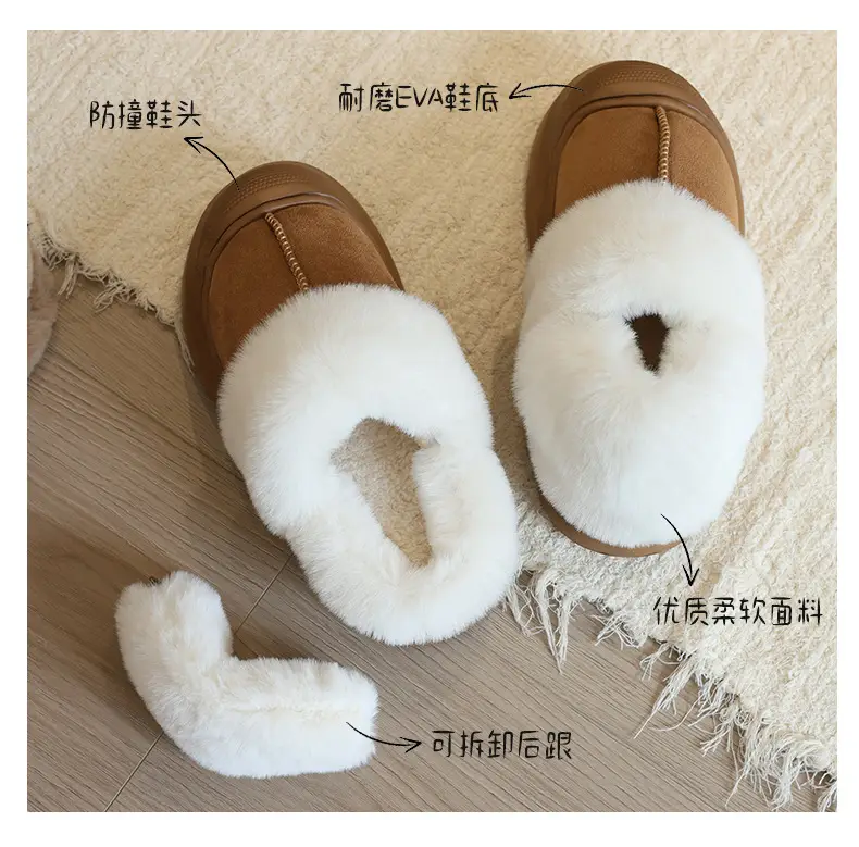 Nanbowan Cotton Slippers Women's Autumn and Winter Korean Style Home and Outdoor Wear Fleece-Lined Warm Non-Slip Bag Heel Wool Cotton Shoes Wholesale — feature 14