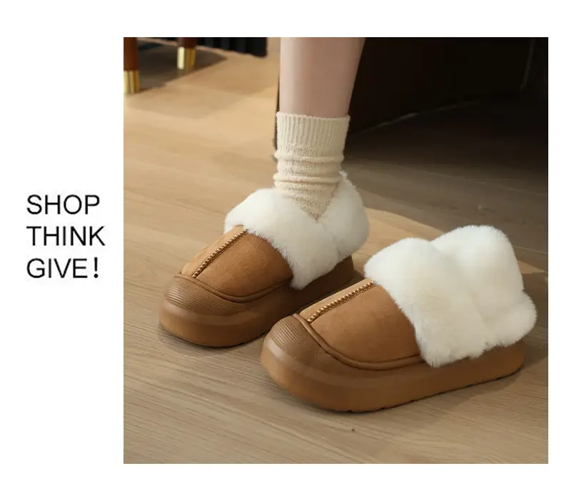 Nanbowan Cotton Slippers Women's Autumn and Winter Korean Style Home and Outdoor Wear Fleece-Lined Warm Non-Slip Bag Heel Wool Cotton Shoes Wholesale — feature 8