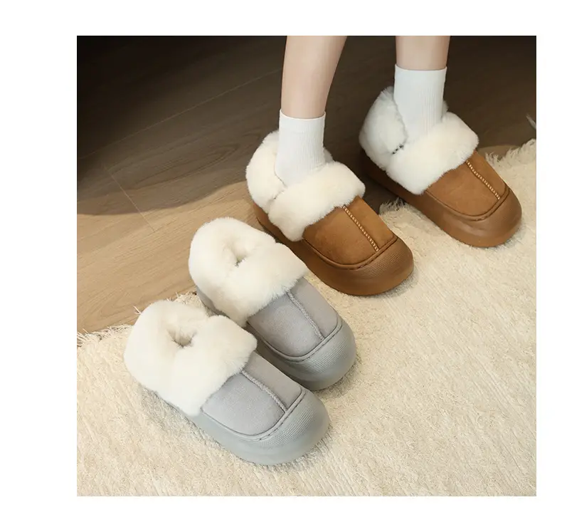 Nanbowan Cotton Slippers Women's Autumn and Winter Korean Style Home and Outdoor Wear Fleece-Lined Warm Non-Slip Bag Heel Wool Cotton Shoes Wholesale — feature 9