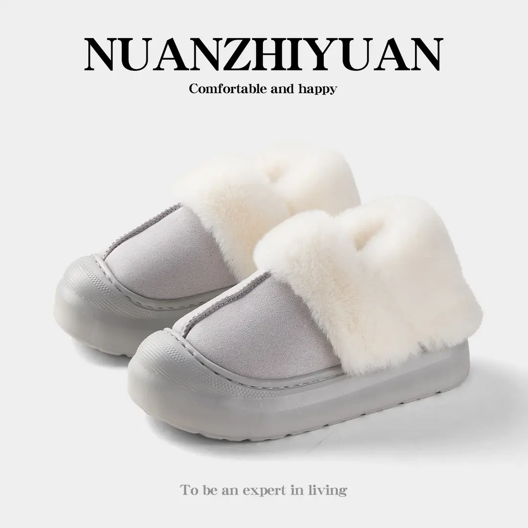 Nanbowan Cotton Slippers Women's Autumn and Winter Korean Style Home and Outdoor Wear Fleece-Lined Warm Non-Slip Bag Heel Wool Cotton Shoes Wholesale - Image 3