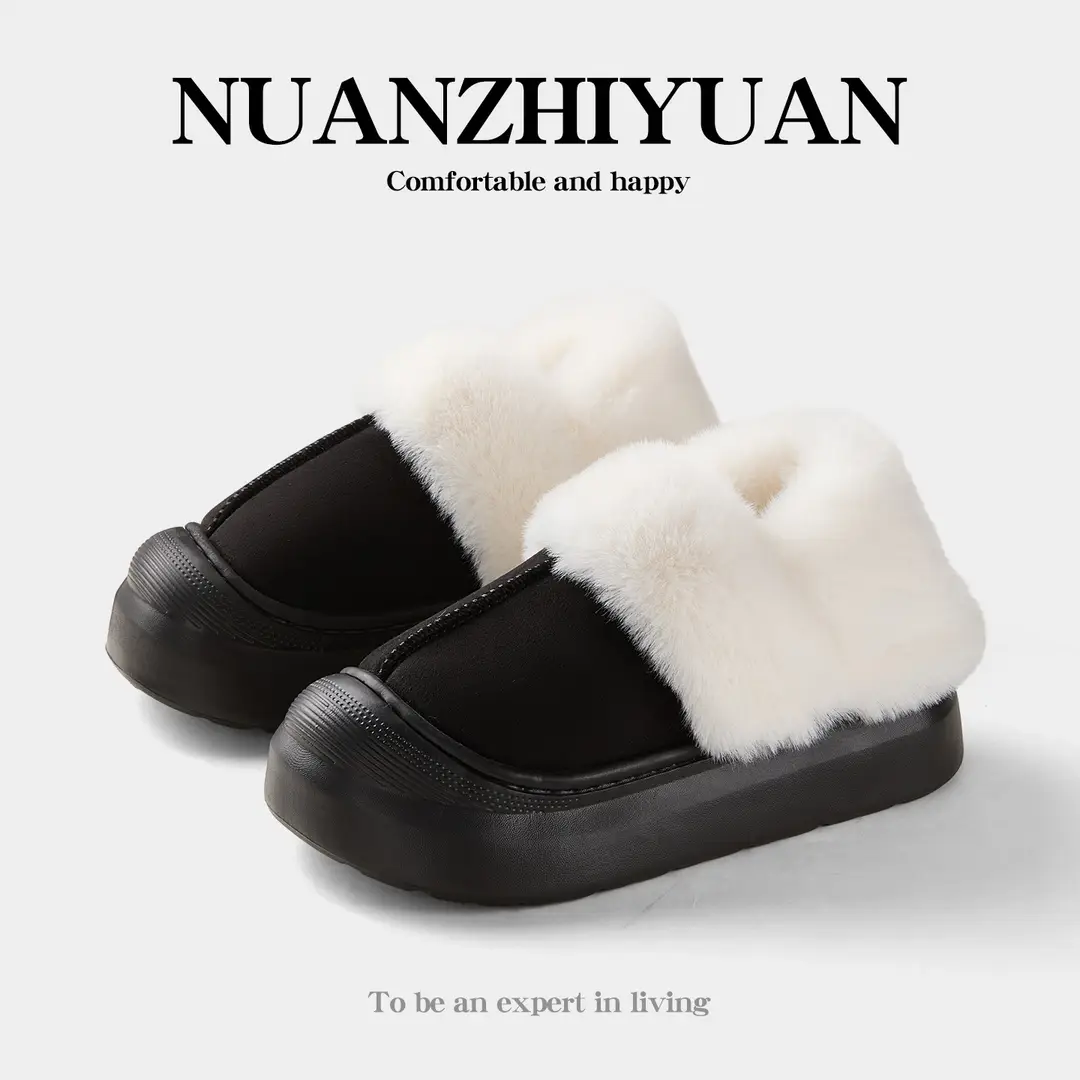 Nanbowan Cotton Slippers Women's Autumn and Winter Korean Style Home and Outdoor Wear Fleece-Lined Warm Non-Slip Bag Heel Wool Cotton Shoes Wholesale - Image 4