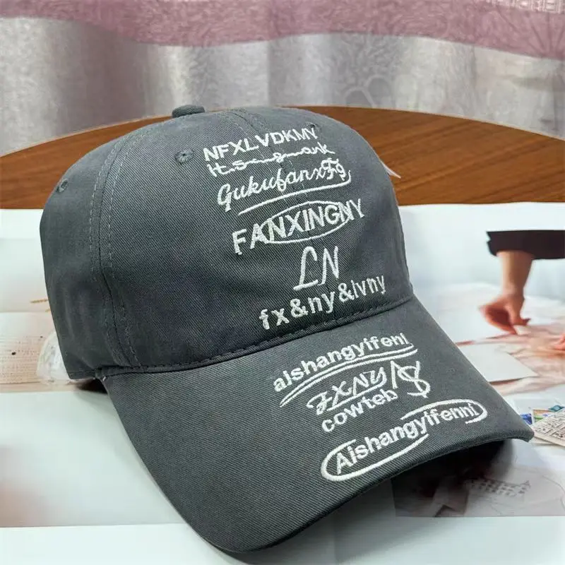 Women Embroidered Duckbill Cap Red Full Letter Design — feature 4