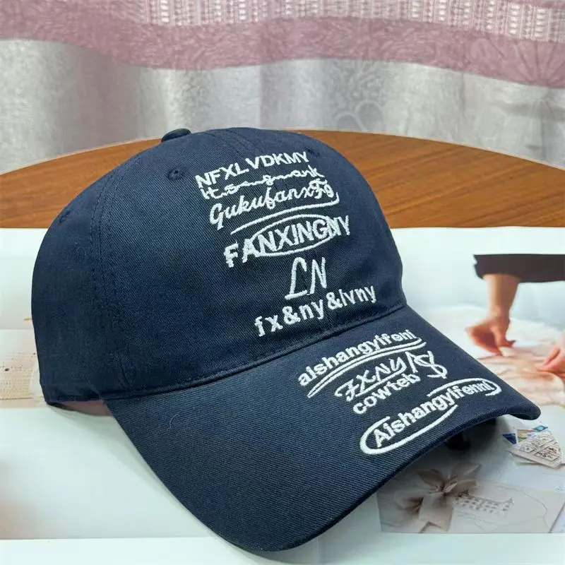Women Embroidered Duckbill Cap Red Full Letter Design — feature 5